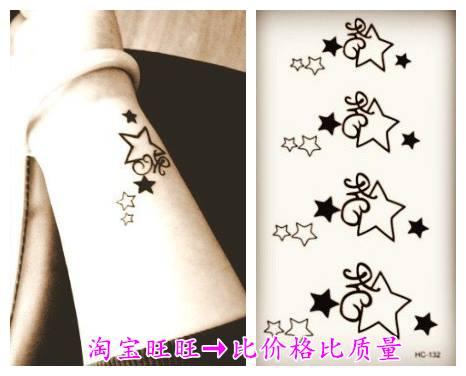 Combo 6 tấm hình xăm dán couple  10x6cm sao các loại (mua 2 combo tặng bắp tay mini 10x20cm)