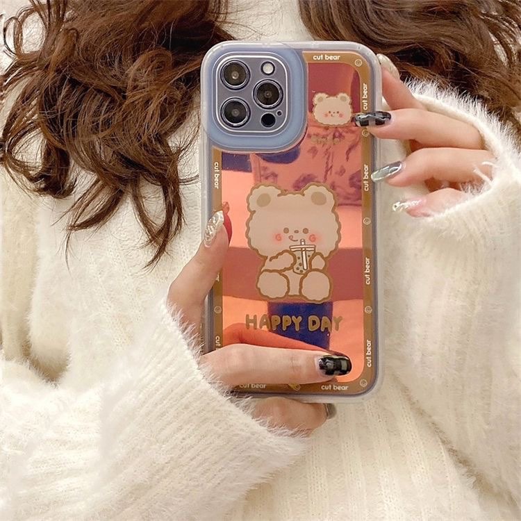 Ốp iphone full viền gấu trà sữa holoram