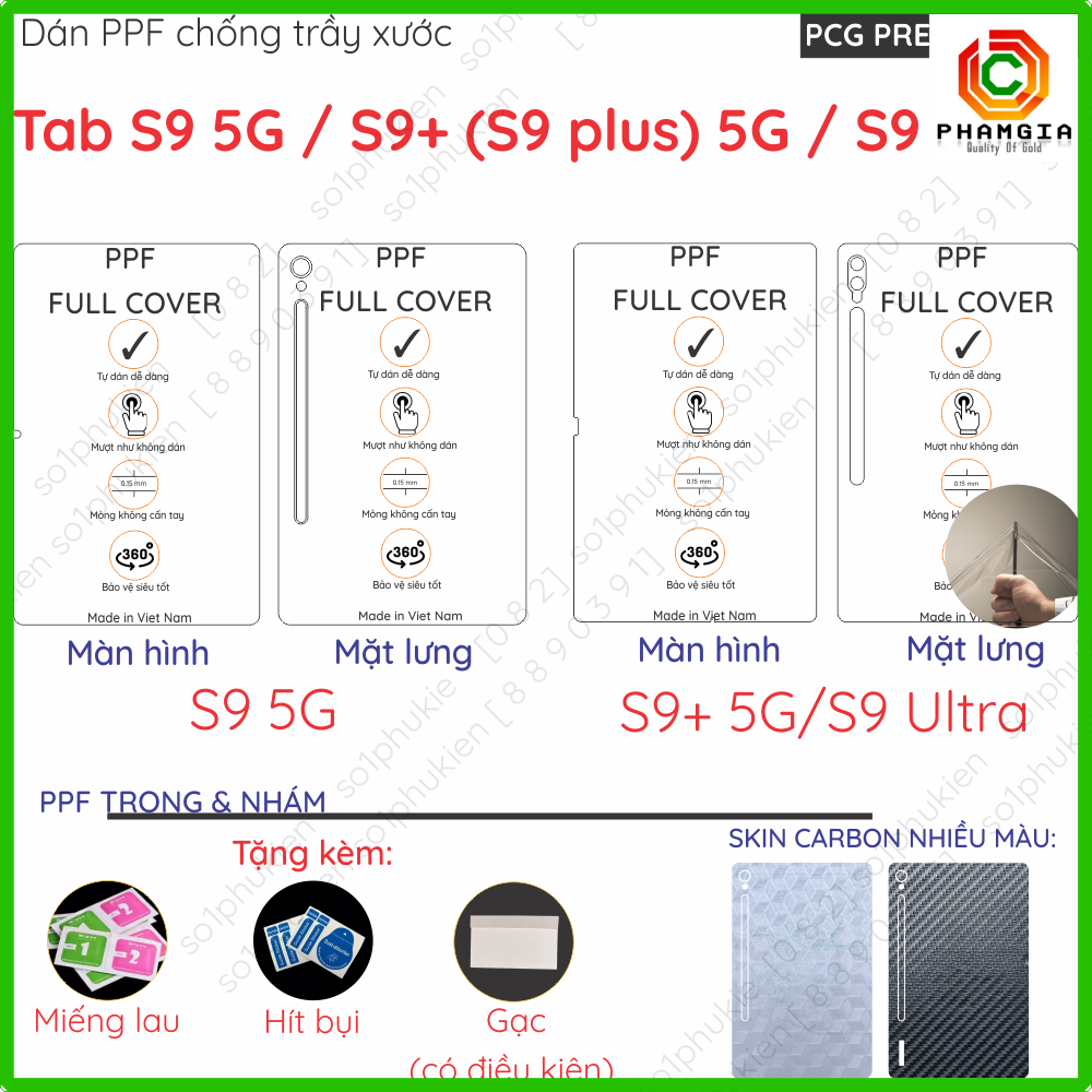 Dán màn hình cường lực samsung galaxy tab s9 5g / s9+ 5g / s9 ultra / s9 fe/ s9 fe+ nano dẻo trong suốt