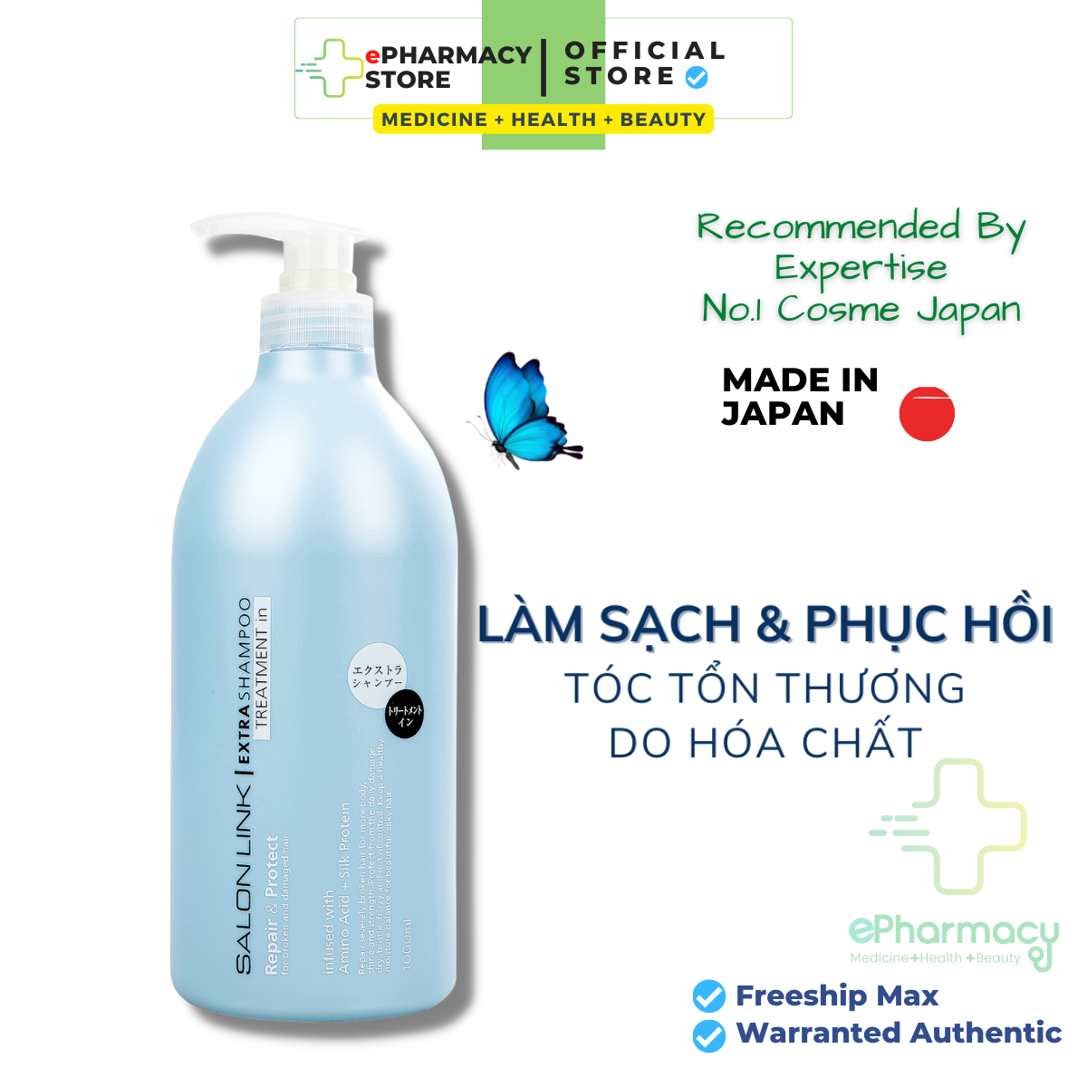 Dầu Gội Kumano Salon Link Extra Treatment In Shampoo Nhật Bản cho tóc uốn tóc nhuộm 1000ml