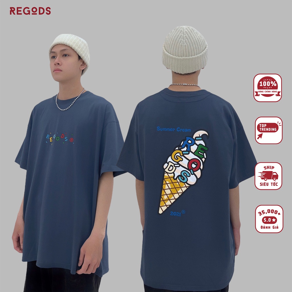 Áo Thun Ice cream REGODS Unisex Form Rộng ( TEE ICE CREAM )