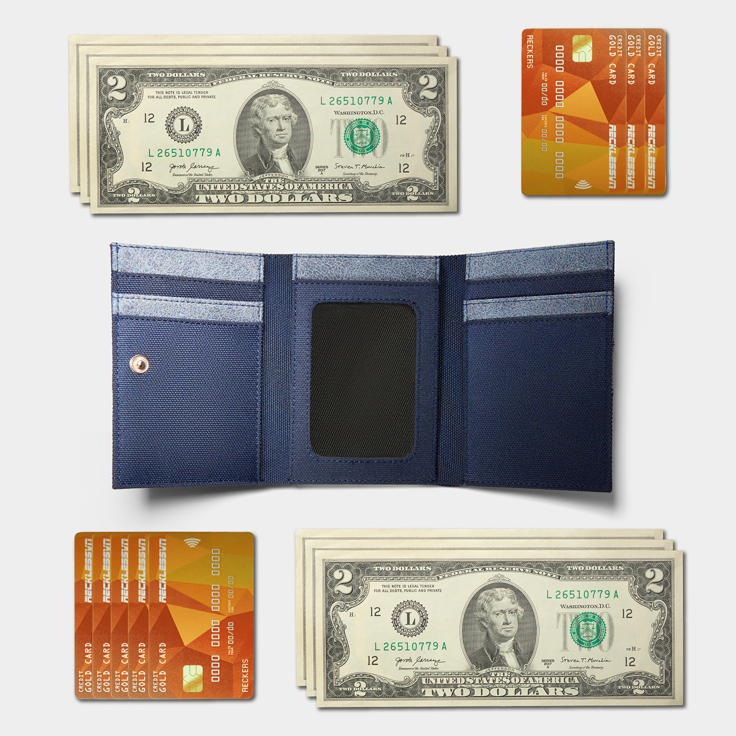 Ví Vải Gập Ba Phối Da Anthony Wallet Reckless (4 màu) - Anthony Wallet - Vải Polyester Kháng Nước