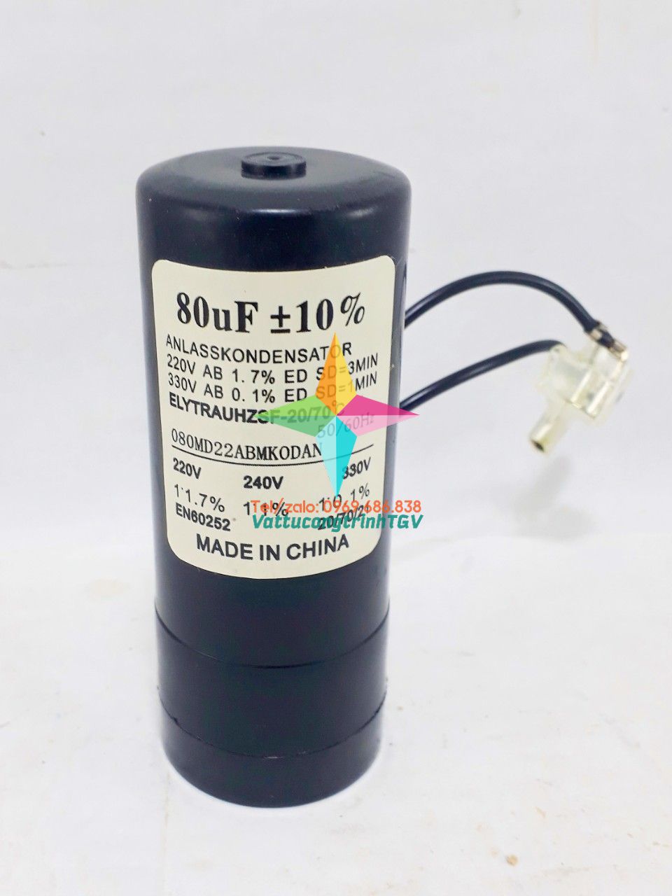 Tụ kích cd60 330vac 80uf+10%