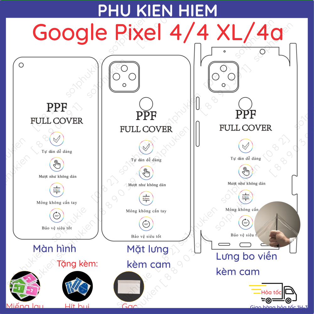 Dán PPF Google Pixel 4/ Pixel 4 XL/ Pixel 4a loại trong , nhám dành cho màn hinh, mặt lưng, full viền