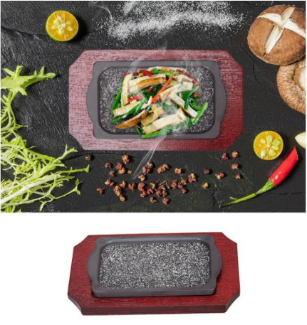 Khay đá nướng kèm đế gỗ cao cấp 29*17cm