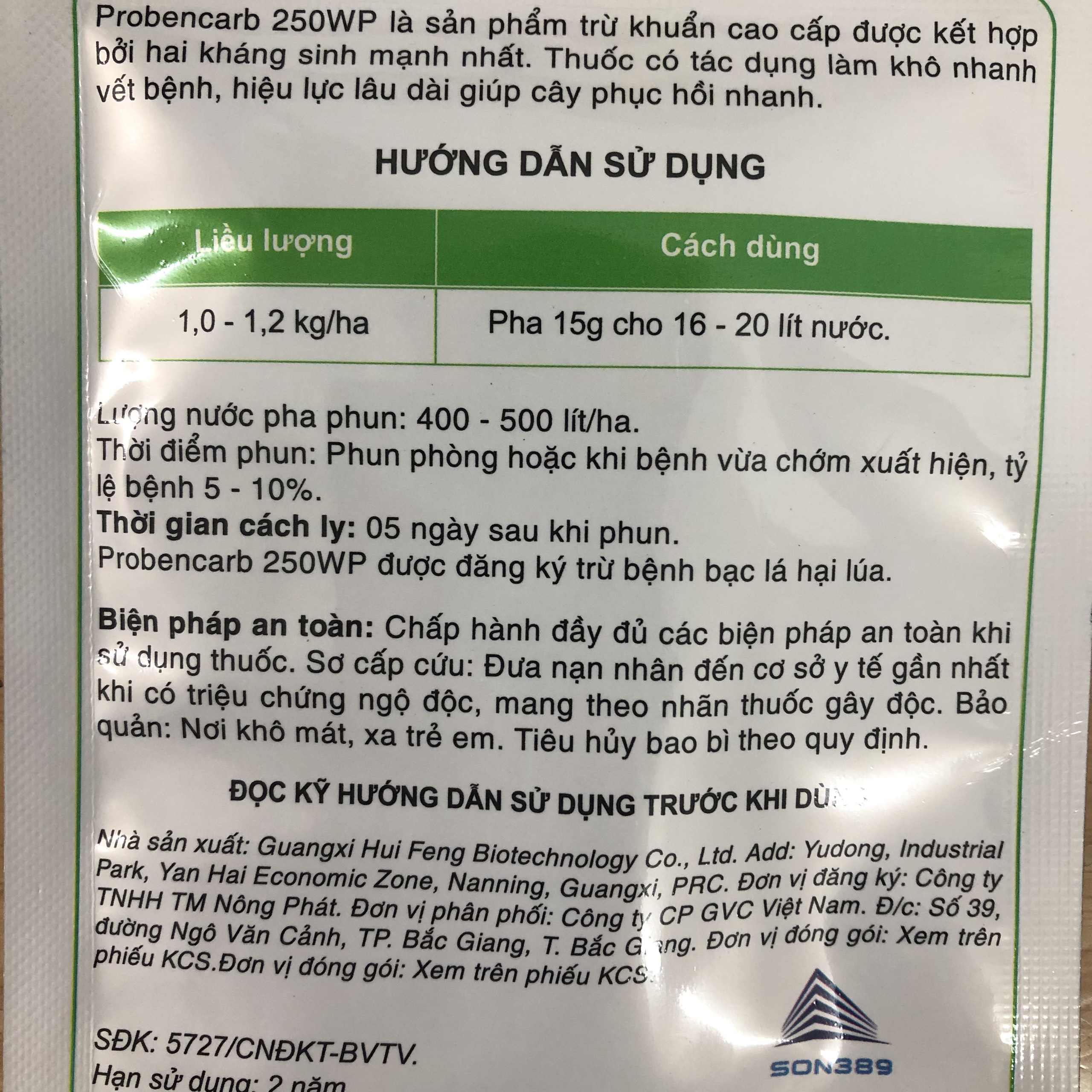 Thuốc trừ bệnh Hoa Lan Probencarb 250wp