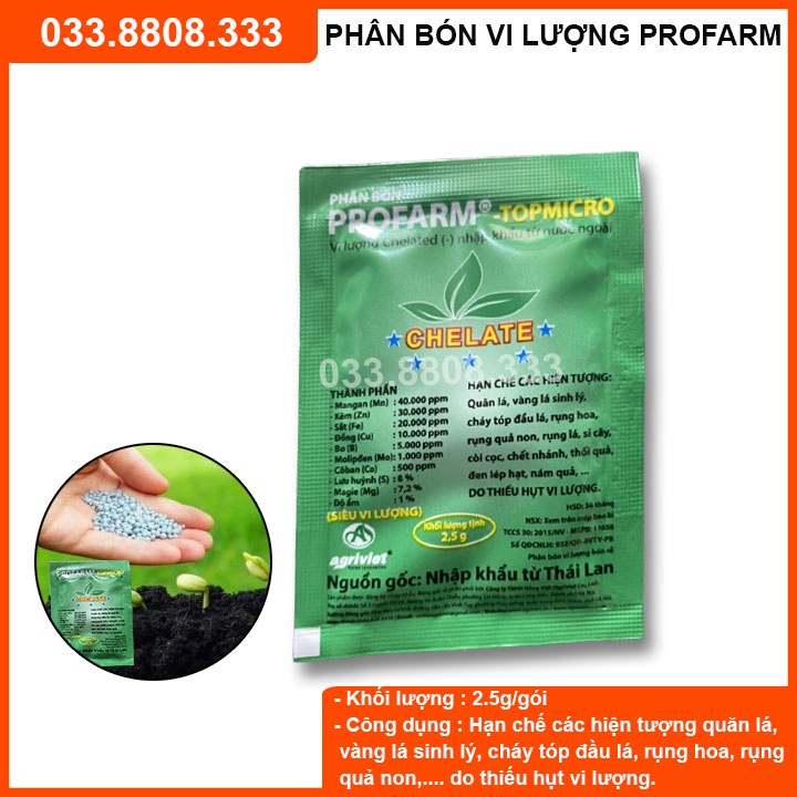 10 gói siêu vi lượng chelate profarm topmicro 2 gram - phân bón dùng cho hoa cây cảnh