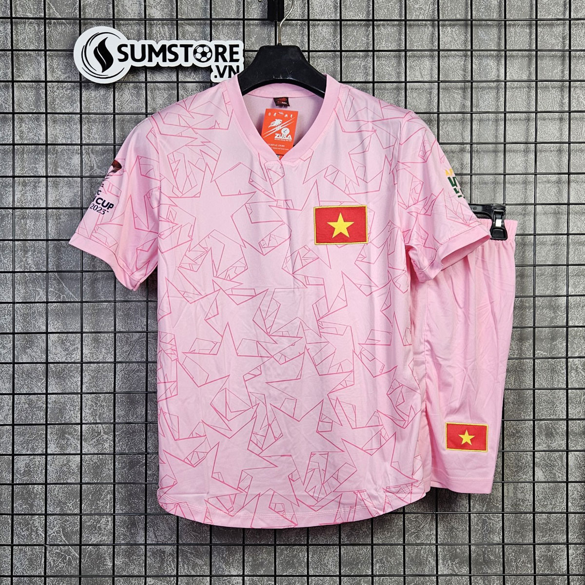 Bộ Áo Thun Thể Thao Nam Nữ Đá Bóng Tuyển Việt Nam Tập Màu Hồng - Đồ Đá Banh Bóng Đá Cao Cấp