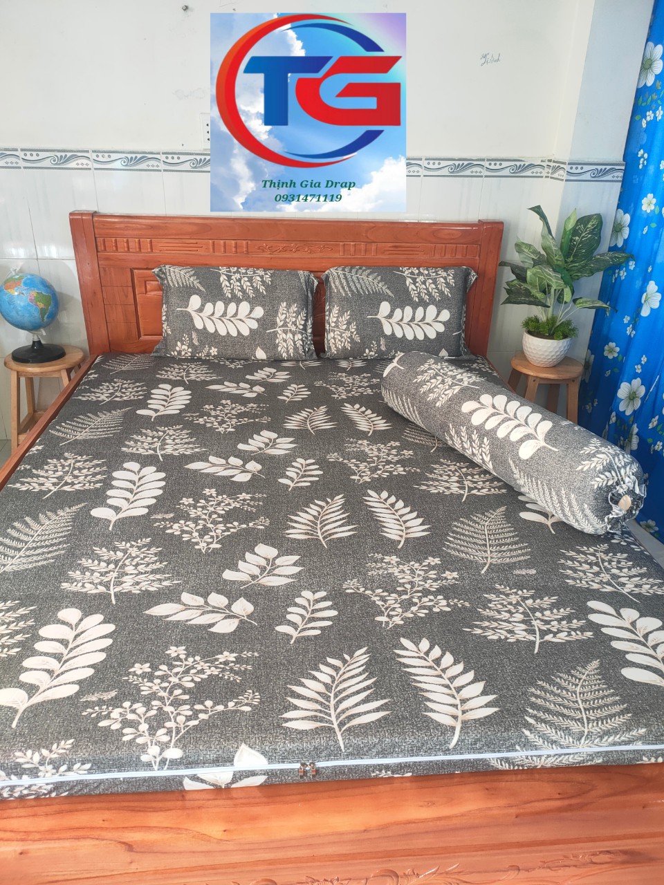 Bộ drap 4món Thun 3D Hàn Quốc ( 1drap + 2 gối nằm + 1 gối ôm)