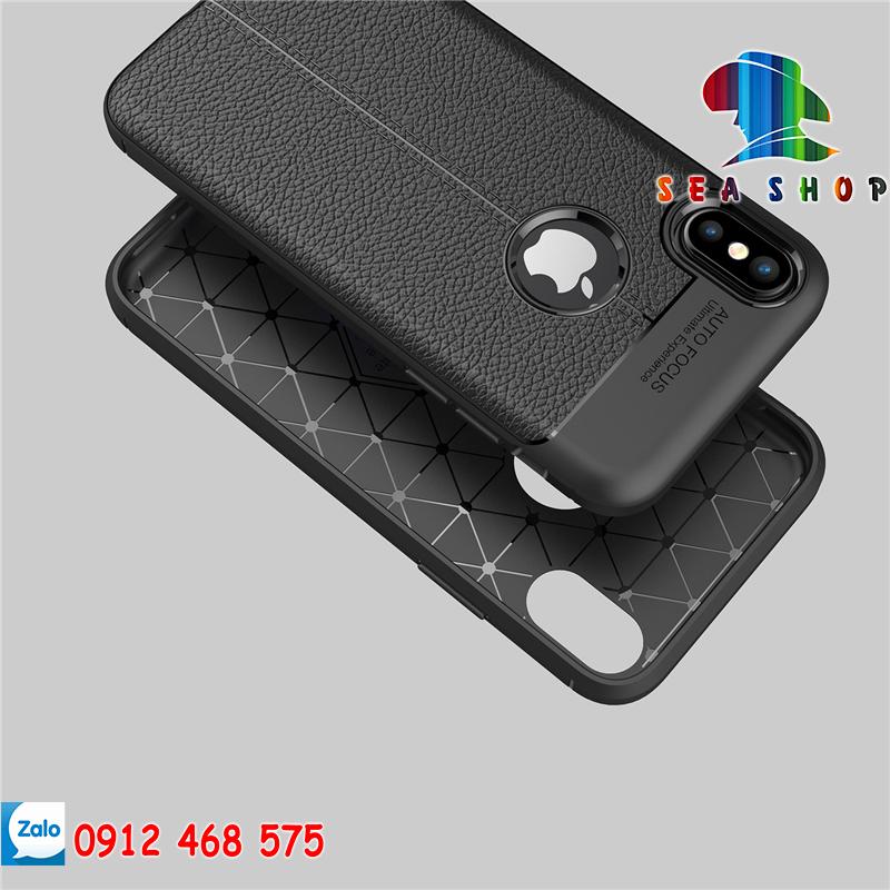 [TẶNG CƯỜNG LỰC] Ốp lưng iPhone X - Xs vân da Auto Focus CHÍNH HÃNG (đen)
