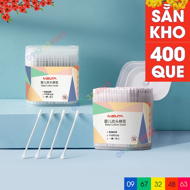 Tăm Bông Cho Bé Sơ Sinh MISUTA (Hộp 400 Que)