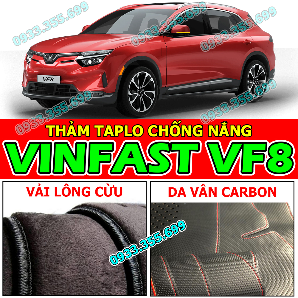 Thảm taplo vinfast vf8 bằng nhung lông, da vân carbon, da vân gỗ 2022 2023 2024 2025 2026+