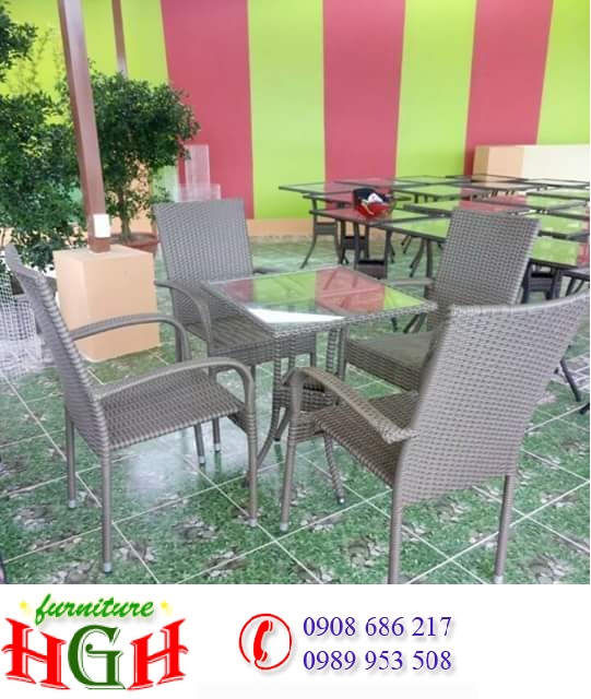 Ghế cafe mây nhựa sân vườn
