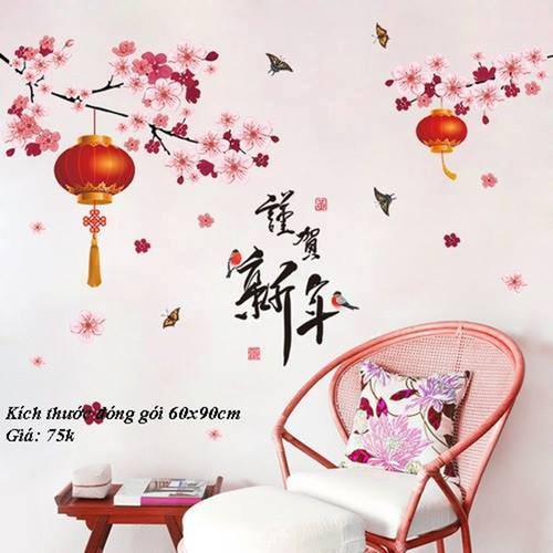 Decal dán tường Cành đào xuân BINBIN PK354