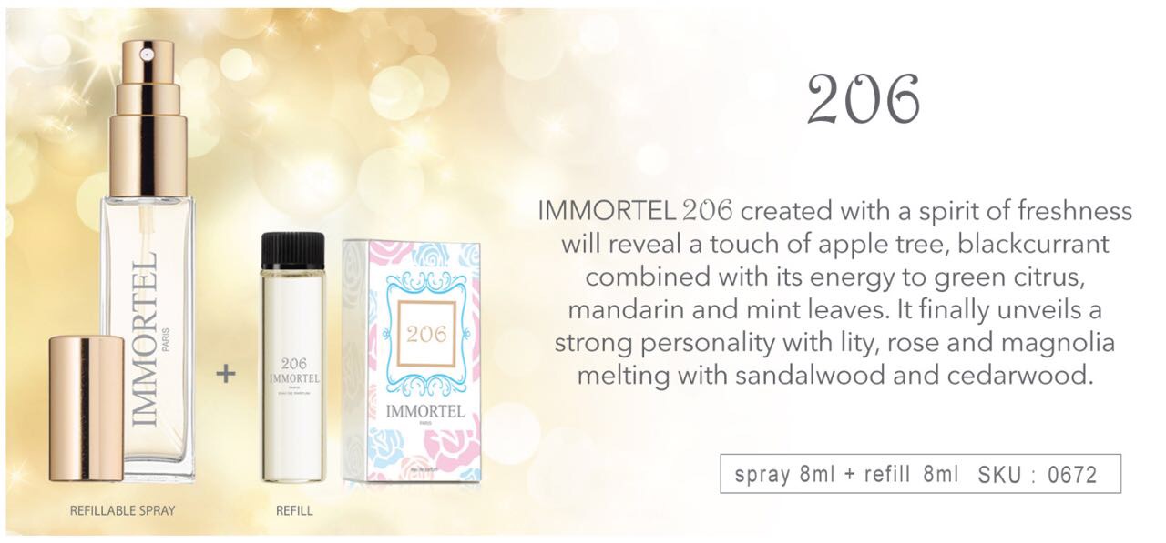 Nước Hoa IMMORTEL 206 (GỒM CHAI XỊT 8 ml + CHAI NẠP 12 ml) Eau de parfum