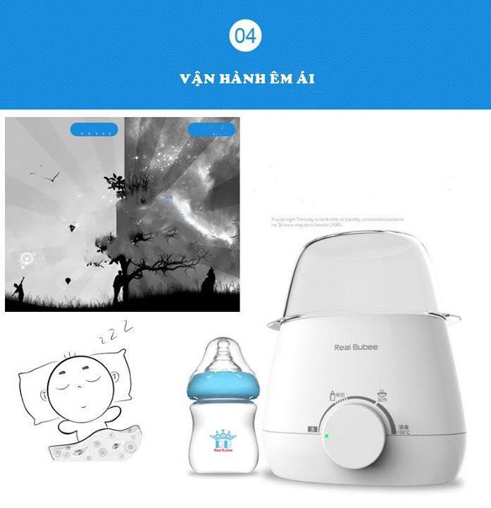 Máy hâm sữa đôi, tiệt trùng bình sữa đa chức năng Real bubee 3 in 1