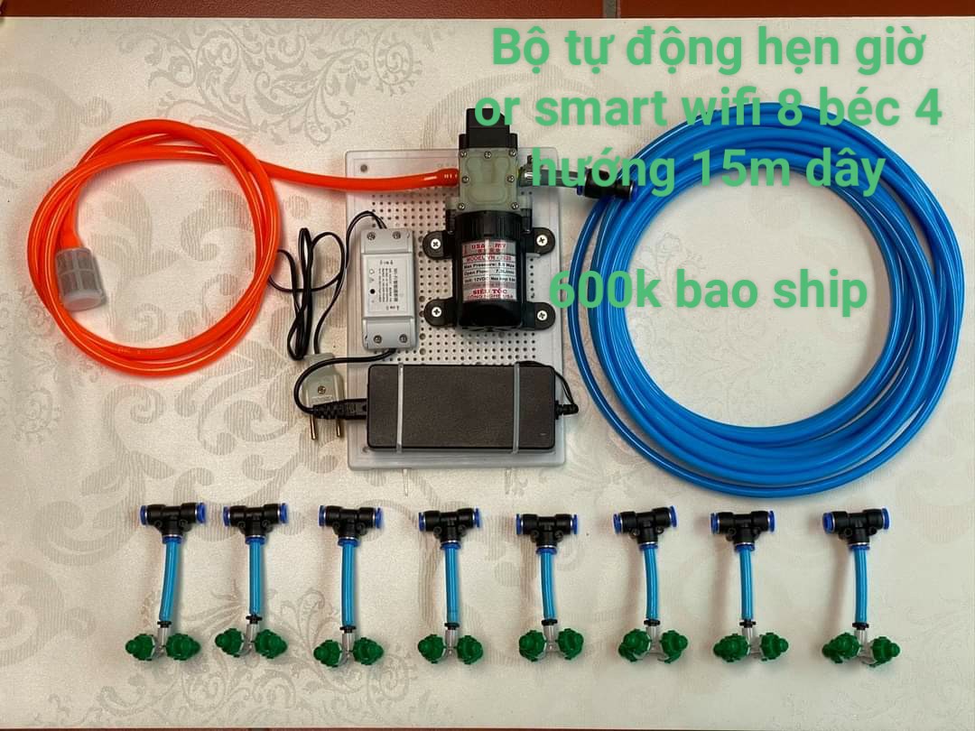 [Already available] set misting pump single automatic 6-8 nozzles 4 direction (timer, smart WiFi by phone) sinleader, USA, Vietnamese Japanese plant watering, watering Lan, cooling roof nhàcho Truss Lan 10 20m2
