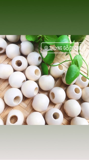Hạt gỗ mộc size 20mm lỗ to