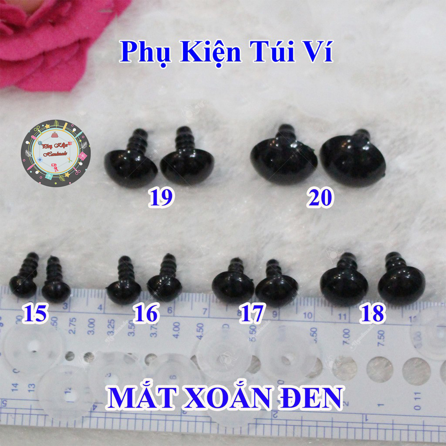 Mắt xoắn đen gắn thú bông