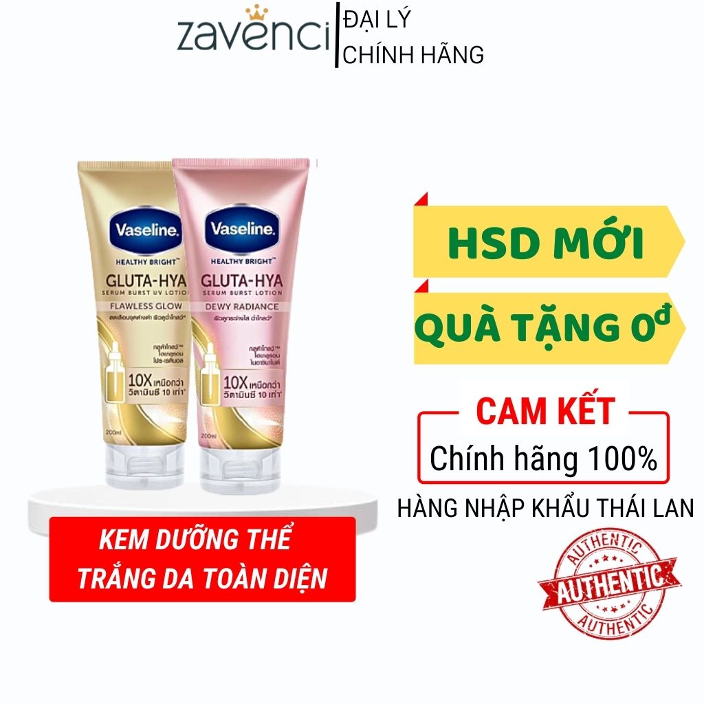 Sữa dưỡng thể vaseline 10x zavenci vaseline healthy bright gluta-hya serum burst ban ngày và đêm