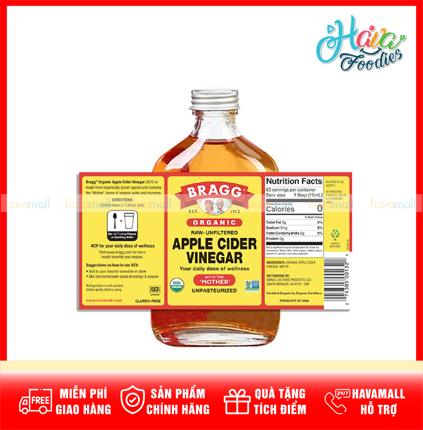 [HOÀN TIỀN MAX 10%][ HÀNG NHẬP KHẨU - TẶNG ỐNG HÚT GẠO ] Giấm Táo Hữu Cơ Bragg Nhập Khẩu Từ Mỹ Phù Hợp Detox Giảm C.â.n Thanh Lọc – Organic Apple Cider Vinegar