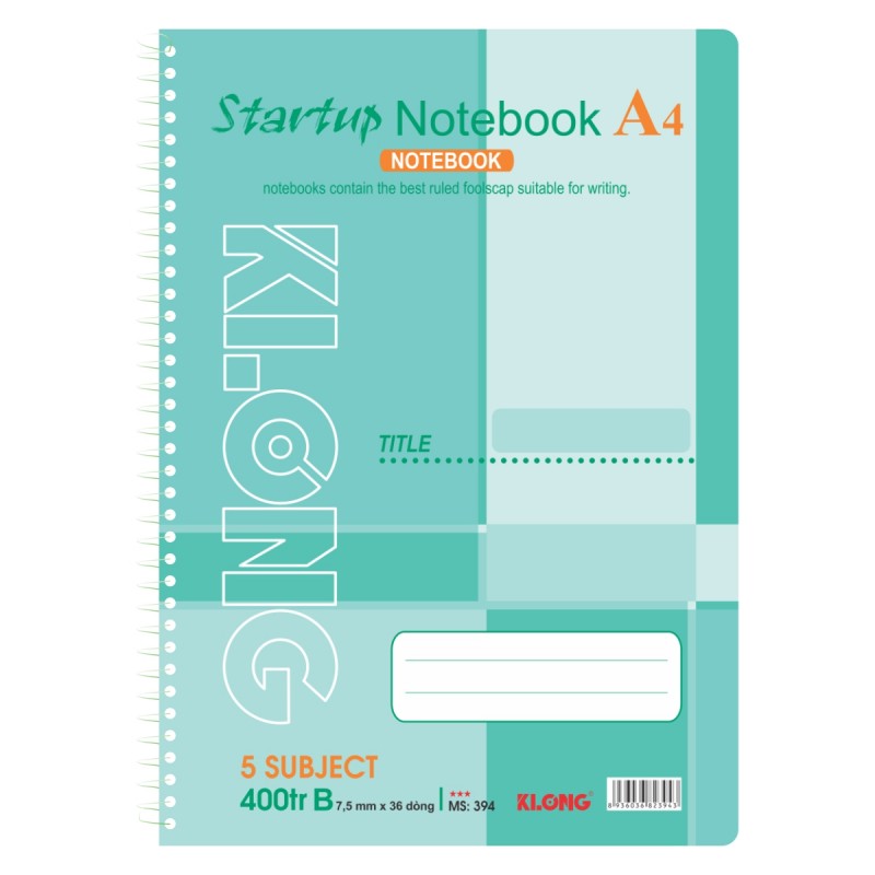 Sổ lò xo đơn A4 Klong 400 trang 394 - Định lượng 58gsm - Kích thước 210x297mm