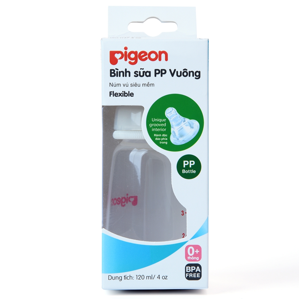 Bình sữa Pigeon nhựa PP vuông 120ml