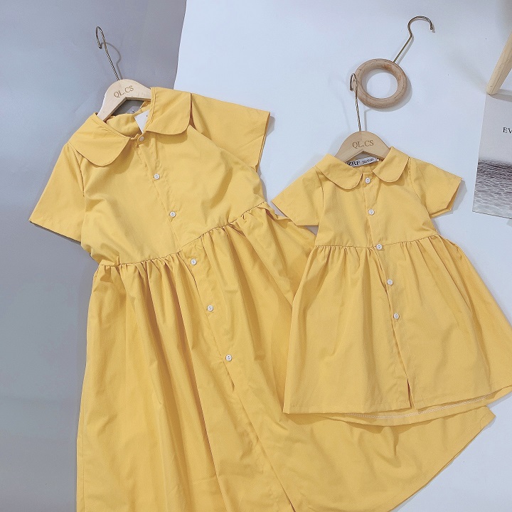 [HCM]Đầm suông vàng cho mẹ và bé DN395