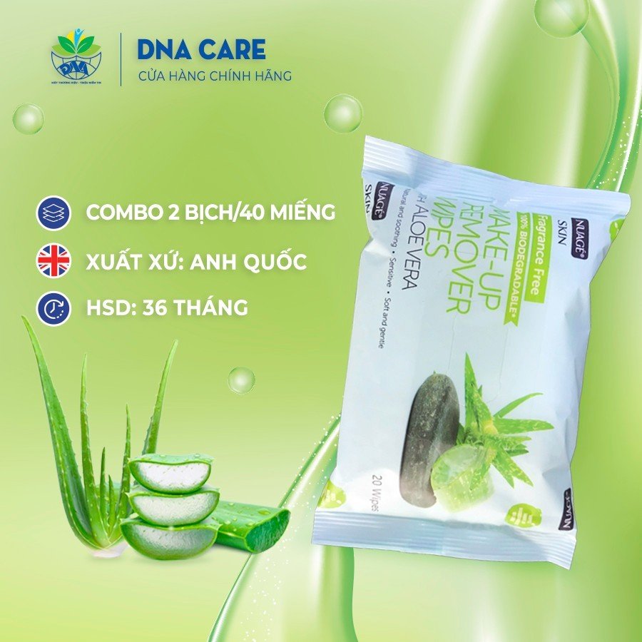 Khăn ướt tẩy trang makeup Nuage combo 2 bịch 40 miếng