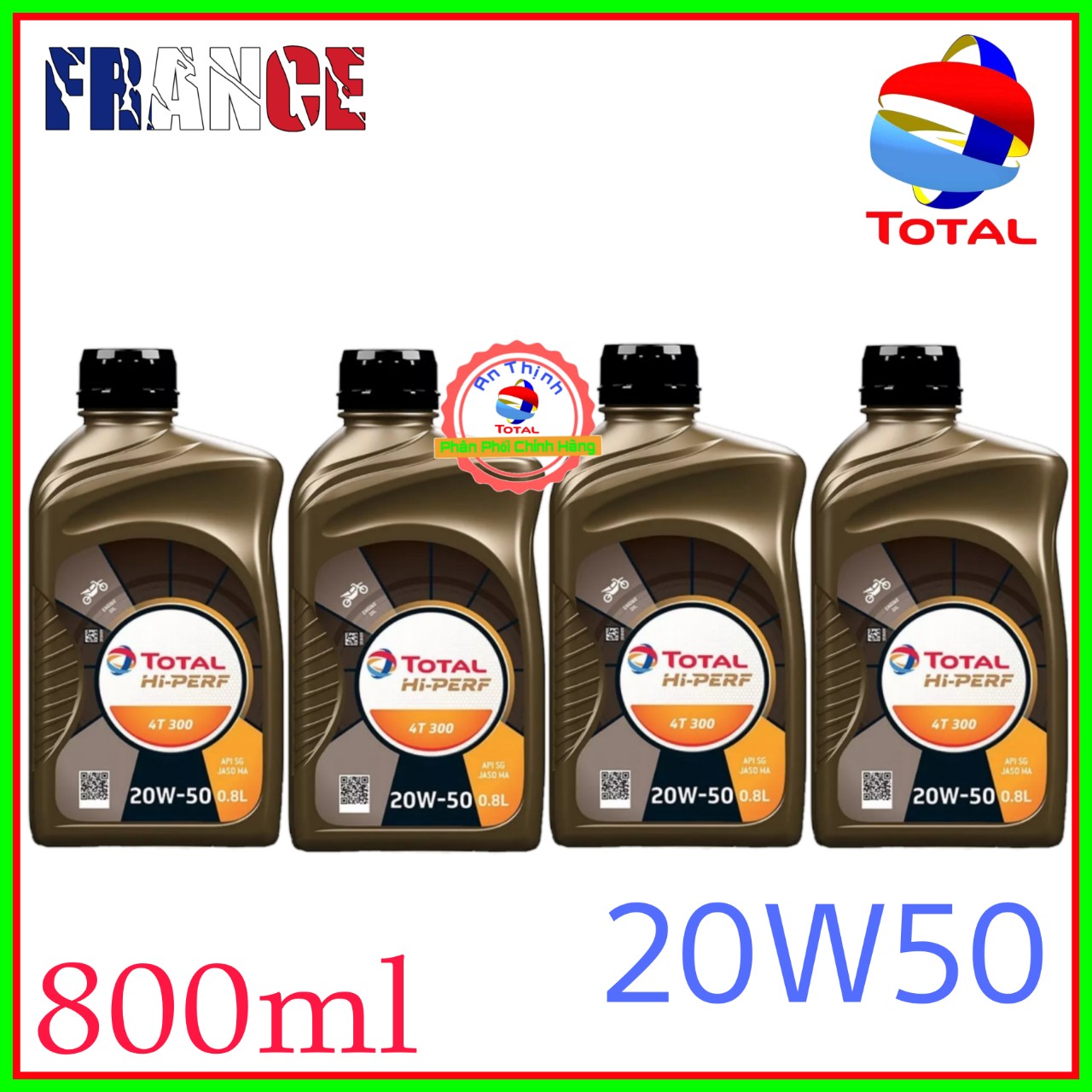 Nhớt Xe Số Cao Cấp Chính Hãng TOTAL HI PERF 4T 300 20W50-800ml Và 1000ml-Sản Phẩm Của Tập Đoàn Total-Pháp.