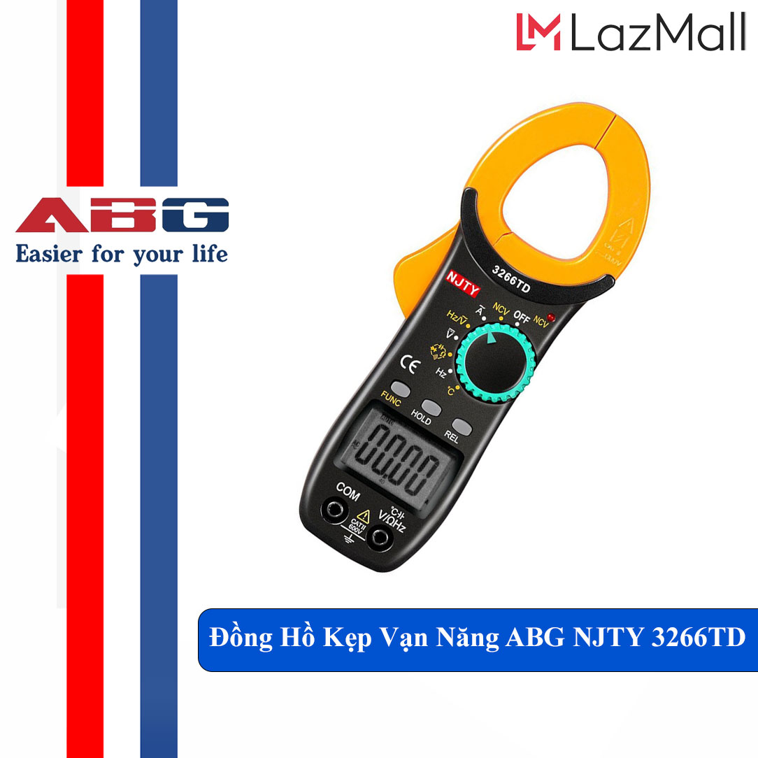 Ampe kìm đồng hồ kẹp dòng vạn năng abg njty 3266td đo tụ, tần số, nhiệt độ