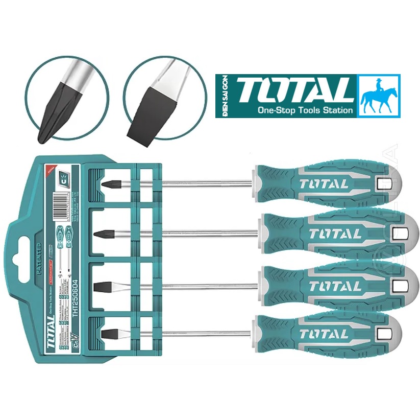 Bộ 4 cây tua vít dẹp và bake Total THT250604
