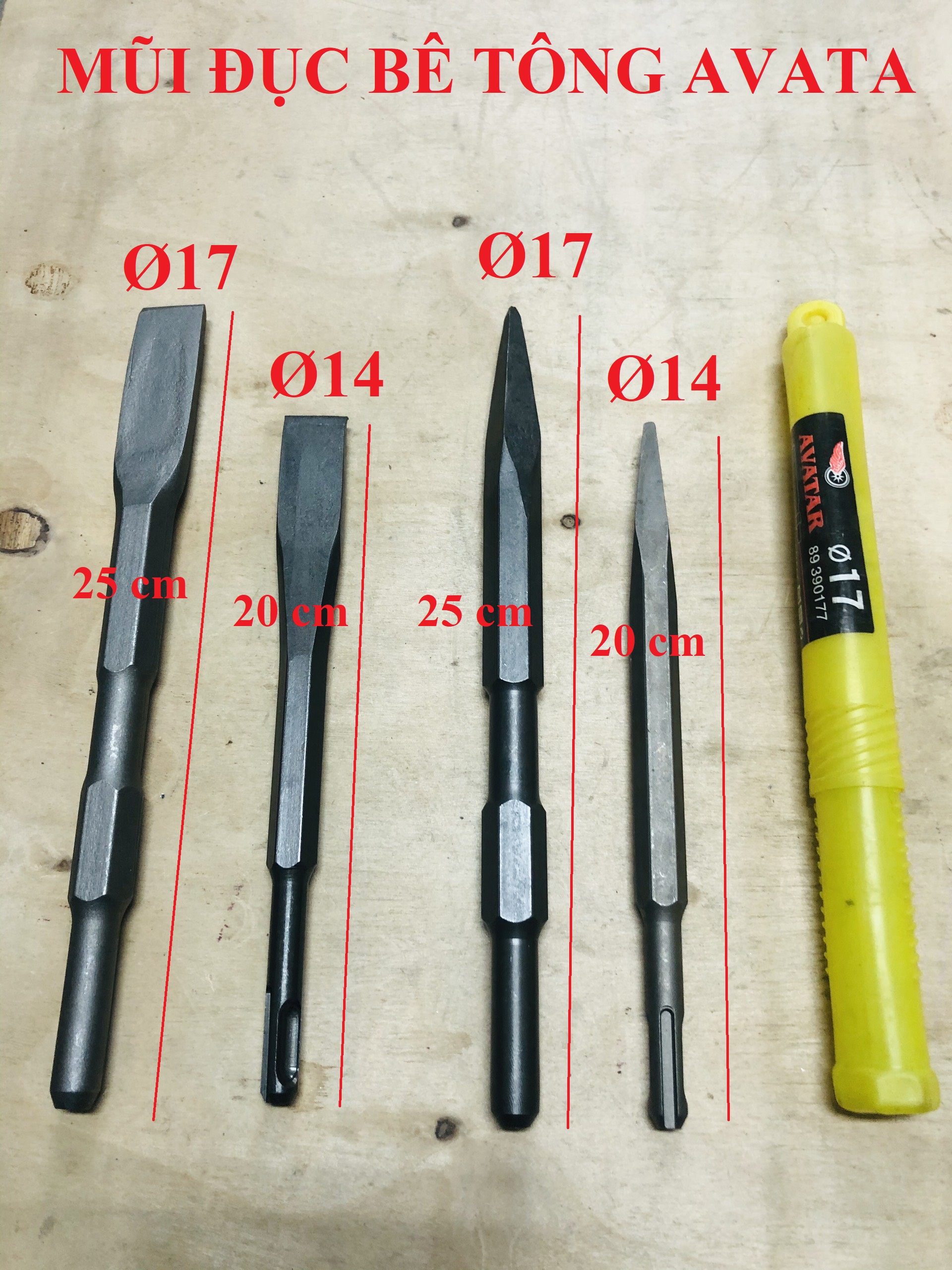 Mũi đục bê tông avata ø 14, 17