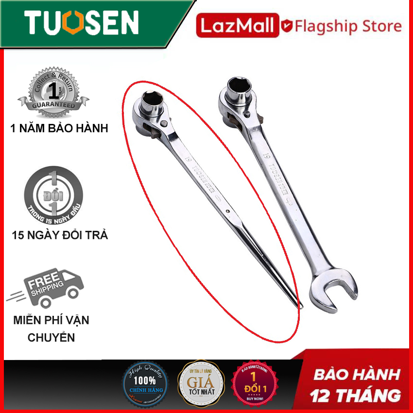 Cờ lê đuôi chuột thông minh 19-22mm, cờ lê giàn giáo, Lắc tự động, có công tắc đảo chiều, chính hãng TUOSEN