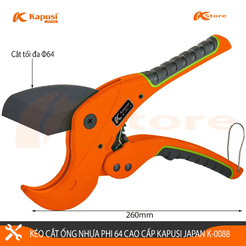 Kéo cắt ống nhựa 64mm pvc ppr pe pu kapusi japan k-0088 bảo hành 6 tháng - hàng cao cấp