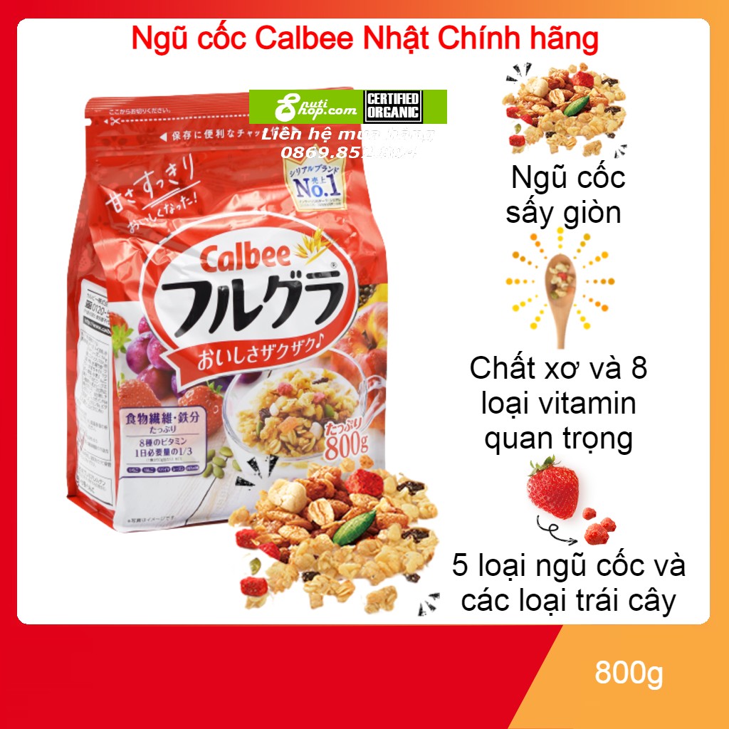 HCMNgũ cốc dinh dưỡng Nhật Bản Calbee đỏ ăn kiên giảm cân ăn sáng hiệu quả