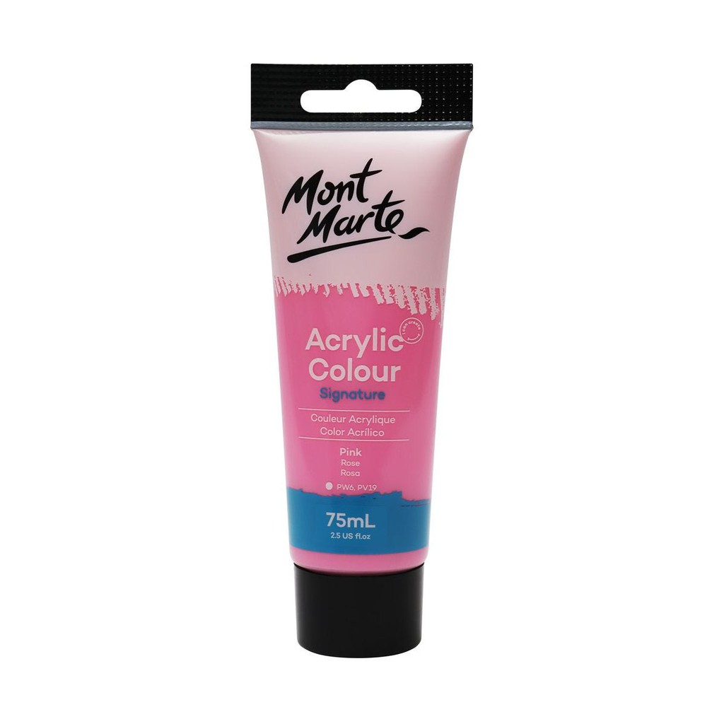 [Giao Hỏa Tốc] Màu Acrylic Mont Marte 75ml Pink Acrylic Colour Paint Signature 75ml (2.54oz) MSCH7508