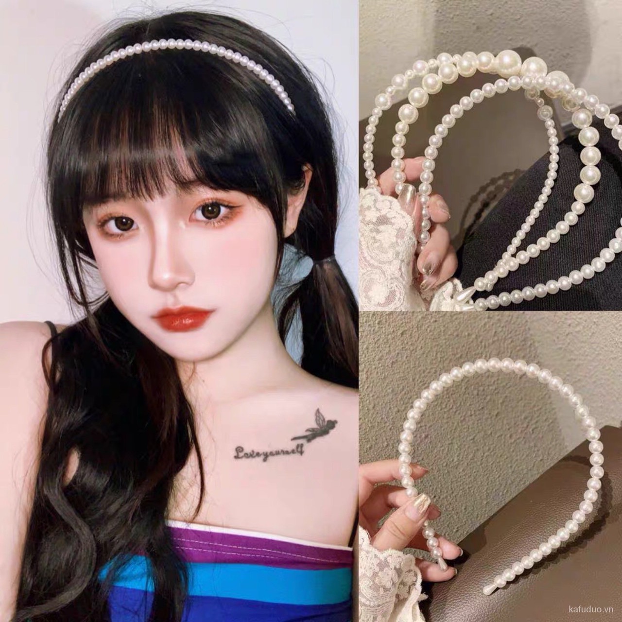 Bờm tóc - băng đô ngọc trai