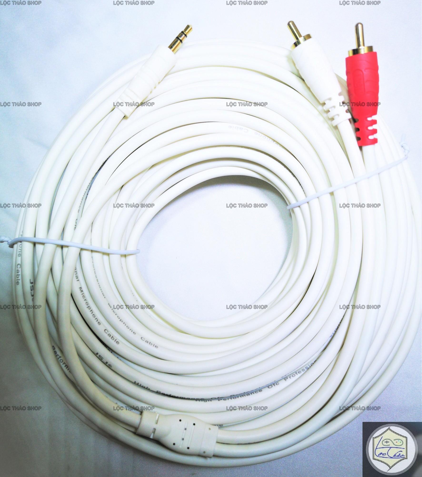 Cáp loa jack 3.5 ra 2 AV Hoa sen dài 30M Cao Cấp