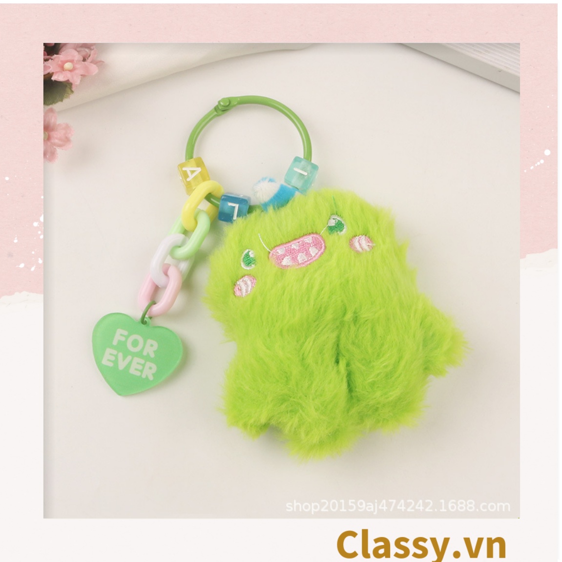 Classy Móc khóa búp bê lông siêu mịn, gắn túi xách, chìa khóa, điện thoại PK1502