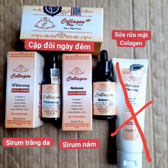 Combo 3 món collagen dưỡng trắng da không có sữa rửa mặt