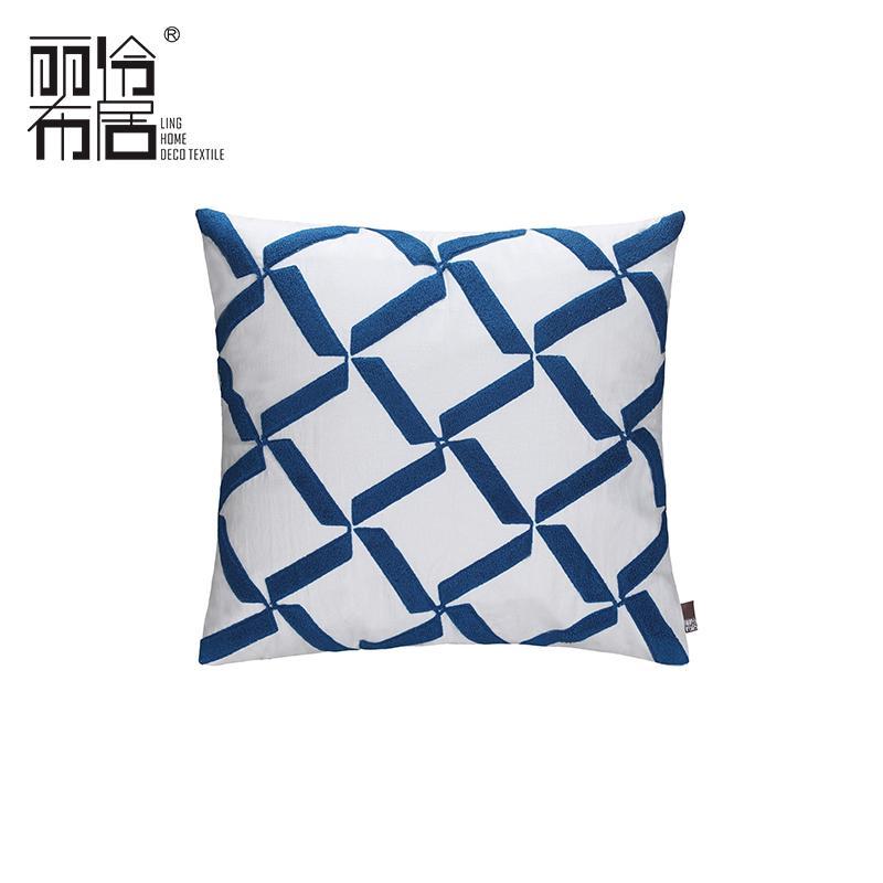 LING HOME DECO TEXTILE Phong Cách Nhật Bản Và Gió Gối Ôm Mô Hình Nhà Xếp Nếp Hình Học Đệm Tựa Trang Trí Gối Tựa Quay Mô Hình Khăn Thêu Gối Vuông