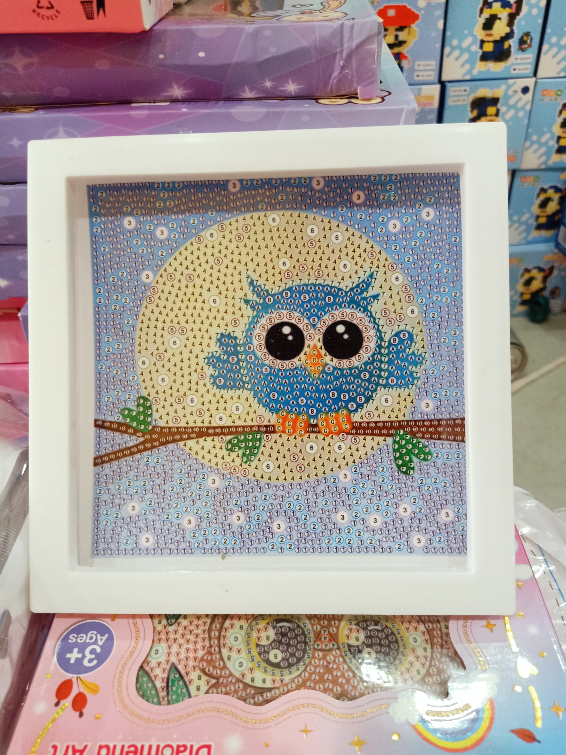 Tranh đính đá con hoạt hình có khung và kính ,tranh đính đá chất lượng cao-NgocThinhshop