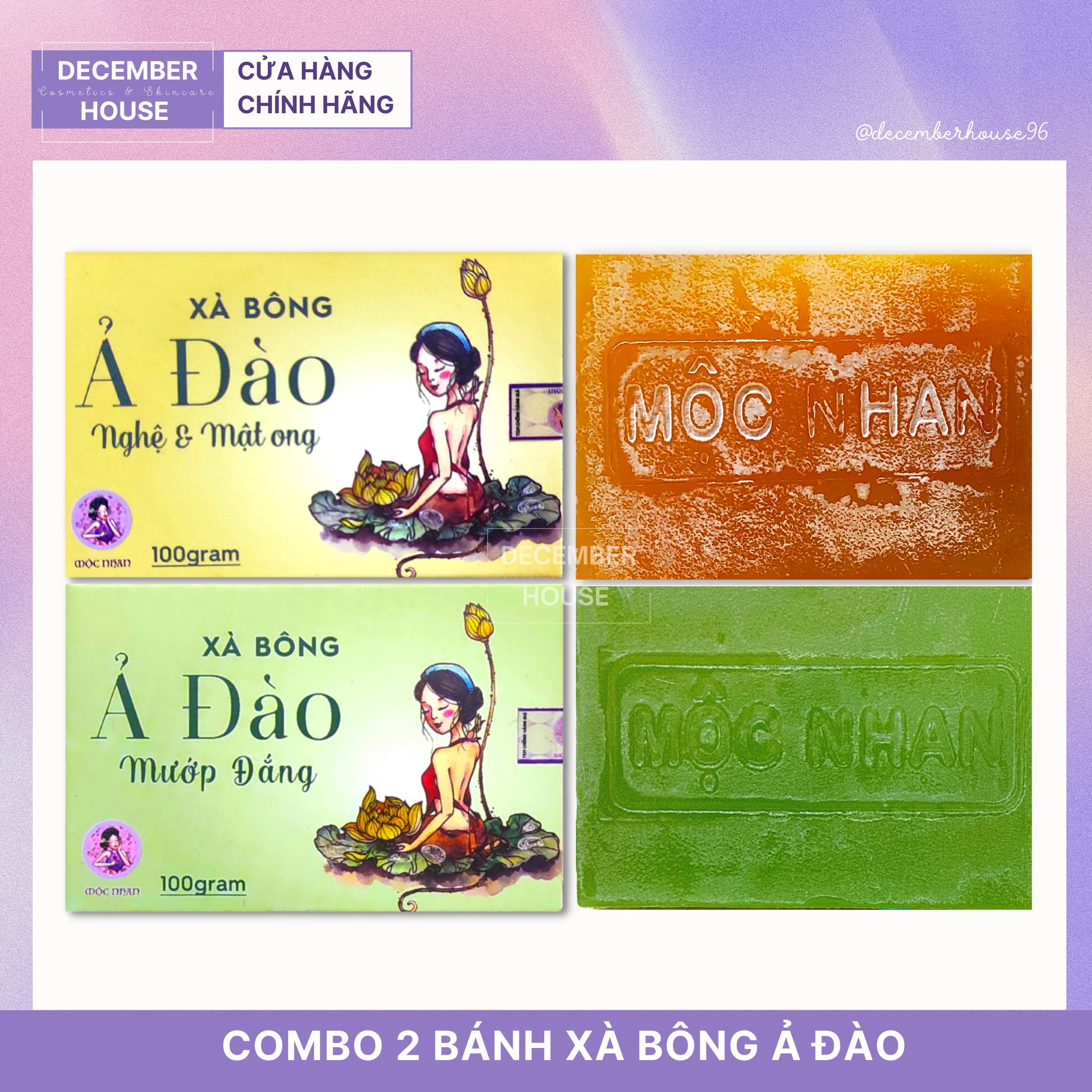 Combo 2 xà bông nghệ mướp đắng Ả Đào Mộc Nhan 100gram