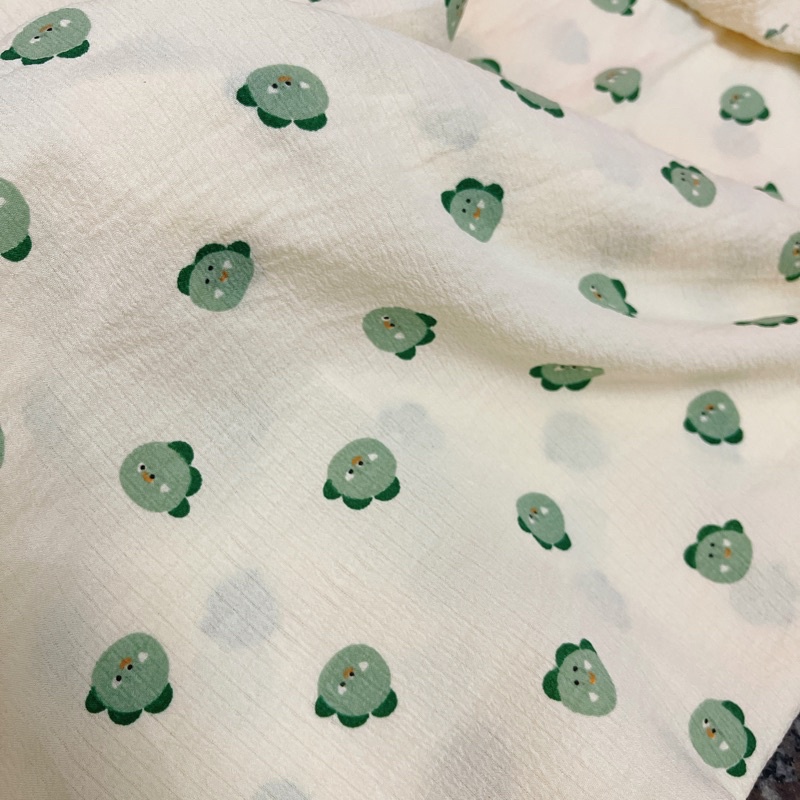 Vải đũi xốp con gà xanh siêu xinh may đồ bộ,váy áo,đồ hand made