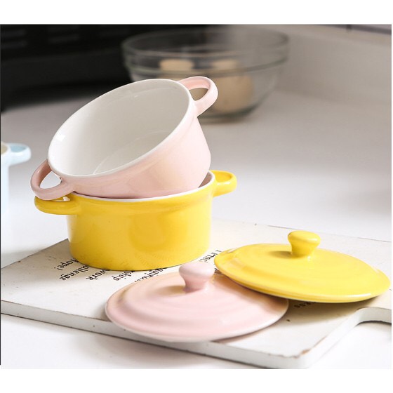 Chén Sứ Ăn Dặm Có Nắp Size To Cho Bé