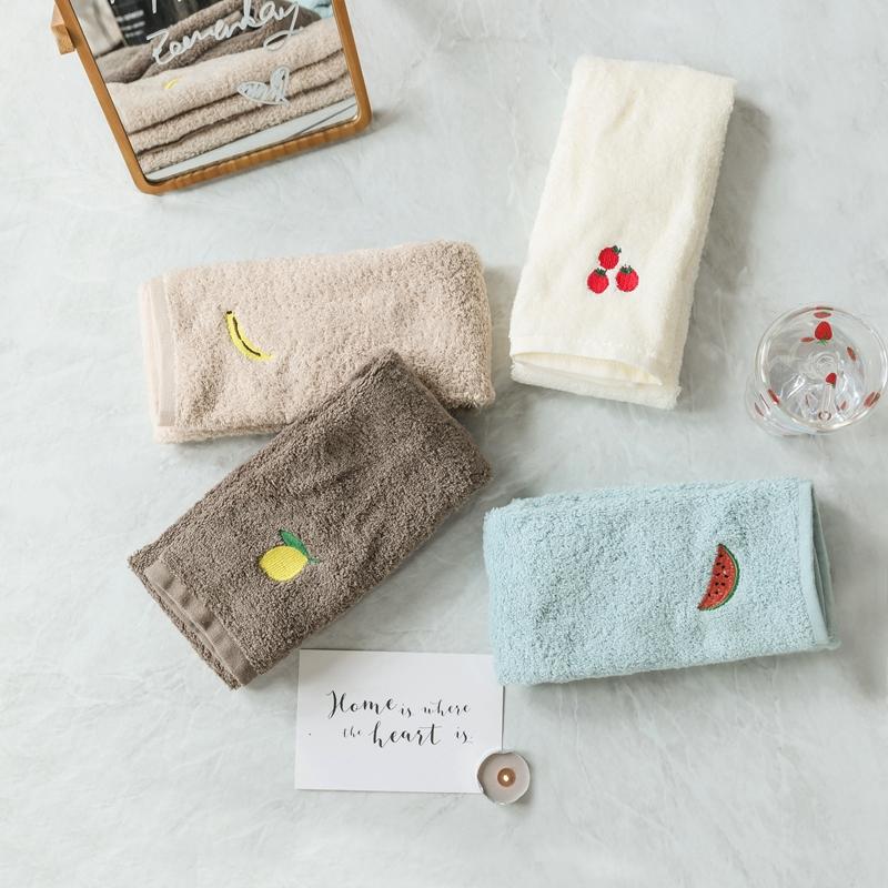 Bắc Âu Sắc Xanh Thiên Nhiên Dưa Hấu Nghề Thêu Vài 100% Cotton Rửa Mặt Khăn Mặt Đồng Bằng Giản Lược Cotton Chất Lượng Cao 100% Cotton Khăn Mặt Khăn Vuông