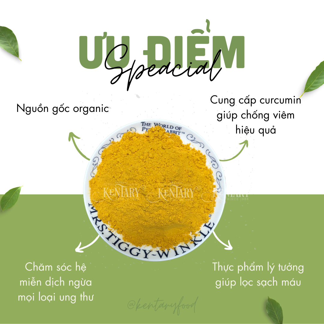 Tinh bột nghệ cam organic Kentary hũ 250g (10% Curcumin),