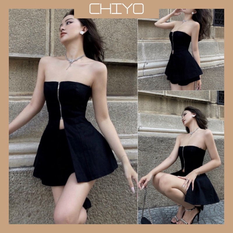 Set áo ống kéo khoá kèm quần cá tính s29