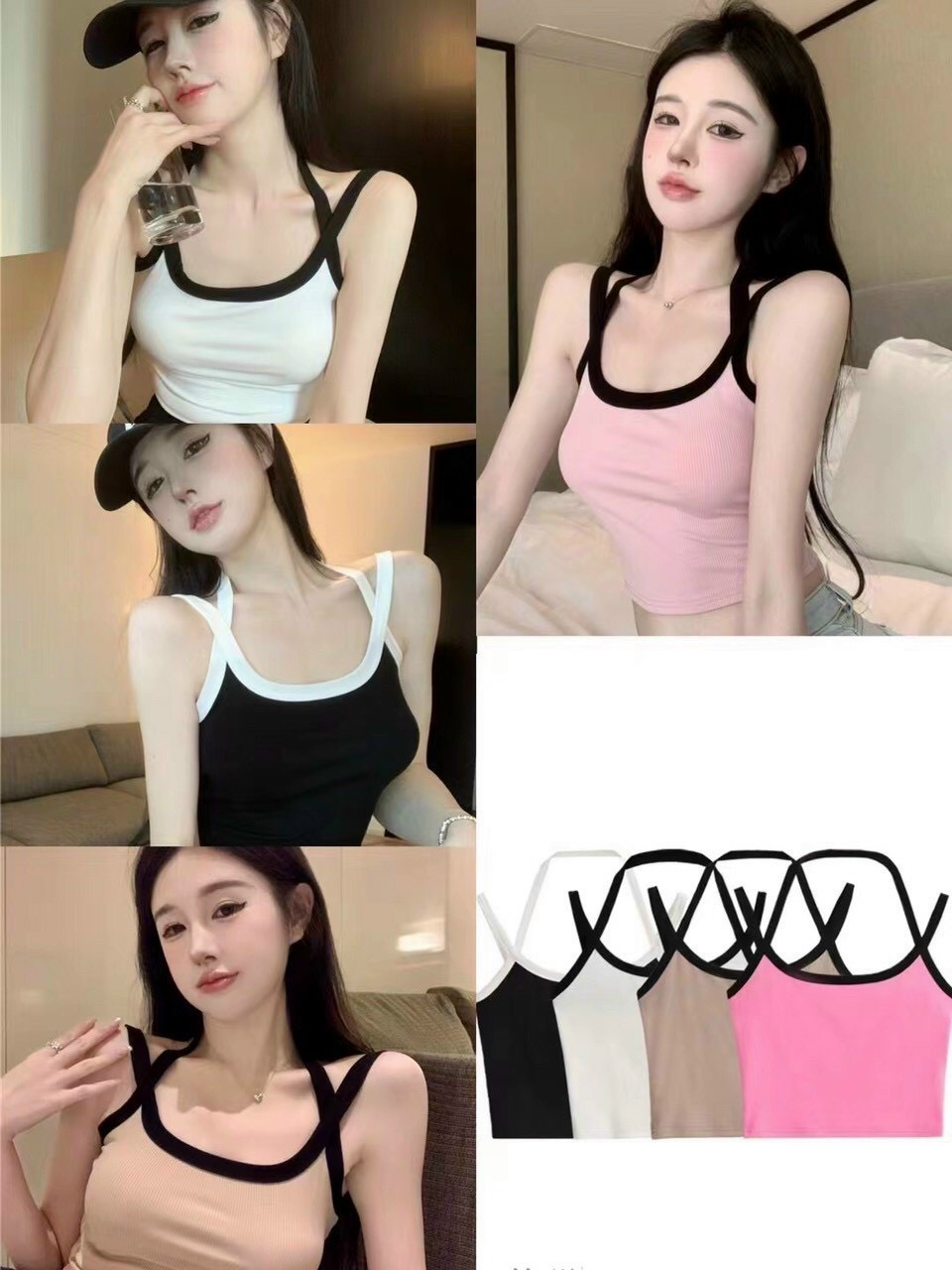 Hot-Áo bra tank top 2 dây đan chéo vai kiểu dáng độc đáo